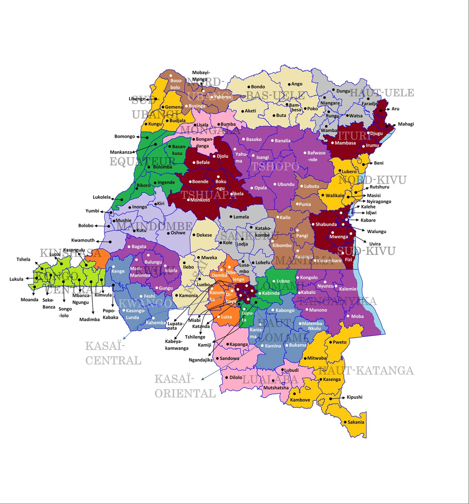 Carte de la RDC